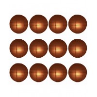 12" Paper Lanterns Round 'Chocolate' - Regular Wire Ribbed - Value Pack  (12 pieces)